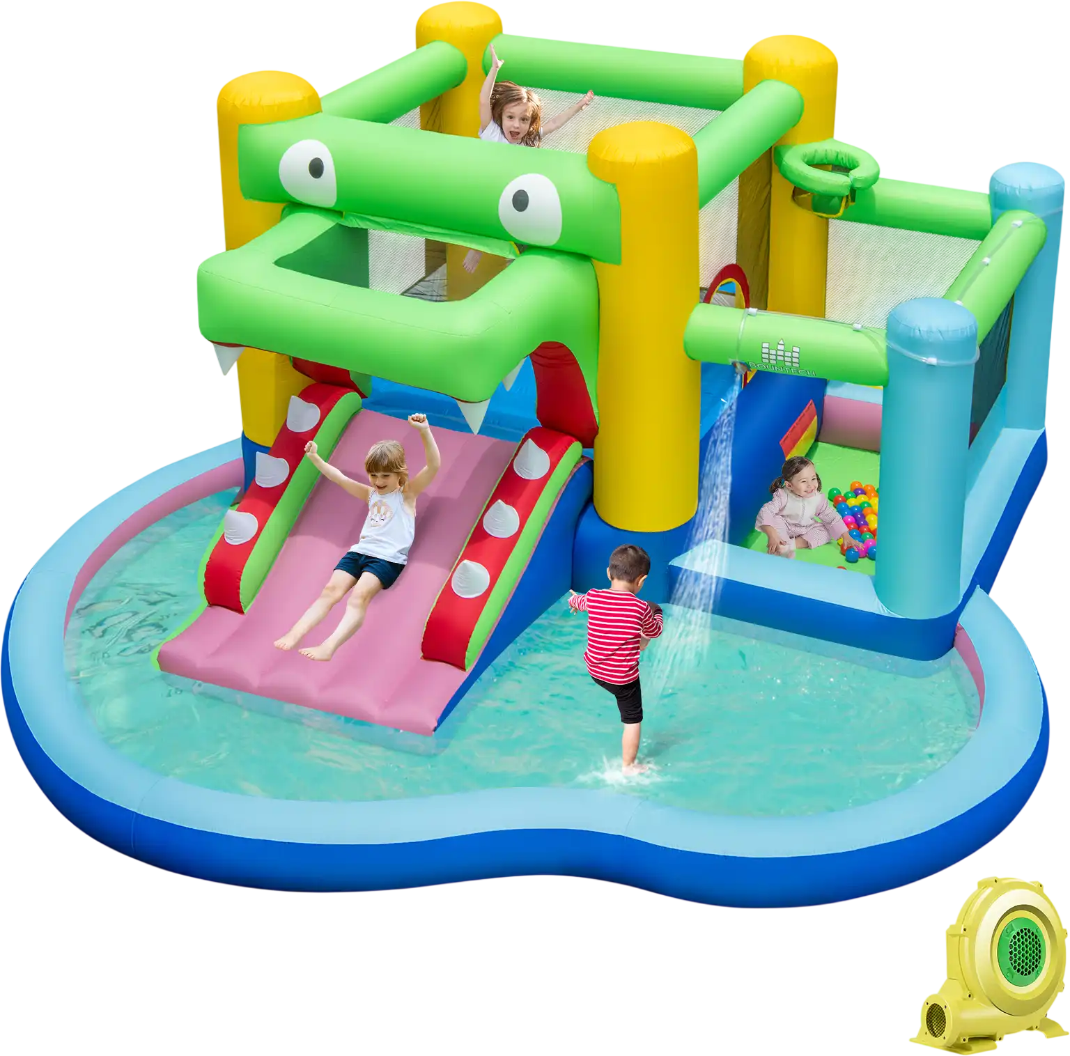 Costway Inflatable Bounce House Slide Splash Pool w/ 680W Blower 94158362 New