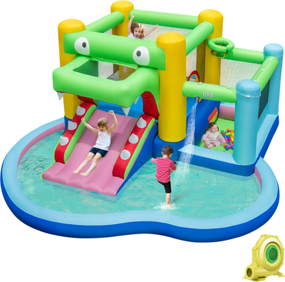 Costway Inflatable Bounce House Slide Splash Pool w/ 680W Blower 94158362 New
