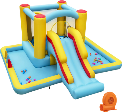 Costway 7-in-1 Inflatable Bounce House Bouncy Castle w/ Slide Tunnel & 550W Blower 35864927 New