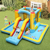 Colorful inflatable bounce house with safety slide and tunnel, perfect for kids' active play at birthday parties or.