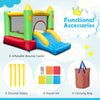 Inflatable bounce house with slide, made of durable 420D oxford cloth, perfect for kids' outdoor fun and play.