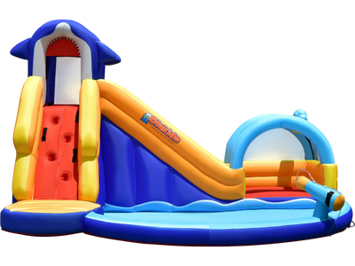 Costway Inflatable Bouncy House Water Slide Splash Pool Shark 38465712 New