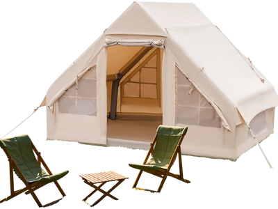 Costway Inflatable Camping Gazebo Tent 4-6 Person Beige w/ Pump 29146835 New
