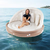 Inflatable Canopy Island Tanning Pool Lounger Float with retractable canopy, featuring SPF 50+ protection for beach.