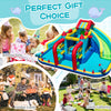 Inflatable Double Water Slide Park with obstacle course, made of durable Oxford fabric, perfect for birthday parties.
