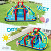 Inflatable double water slide park with obstacle course, featuring wet and dry play options for year-round fun.