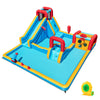 Inflatable Double Water Slide Park featuring a long slide, climbing wall, and games for outdoor fun and excitement.
