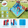 Inflatable Double Water Slide Park featuring a long slide, climbing wall, and water cannon for outdoor fun and games.