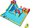 Inflatable Double Water Slide Park 9-in-1 Giant Bounce House 735W Blower Included