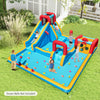 Inflatable Double Water Slide Park featuring a long slide, climbing wall, and games for outdoor fun and excitement.