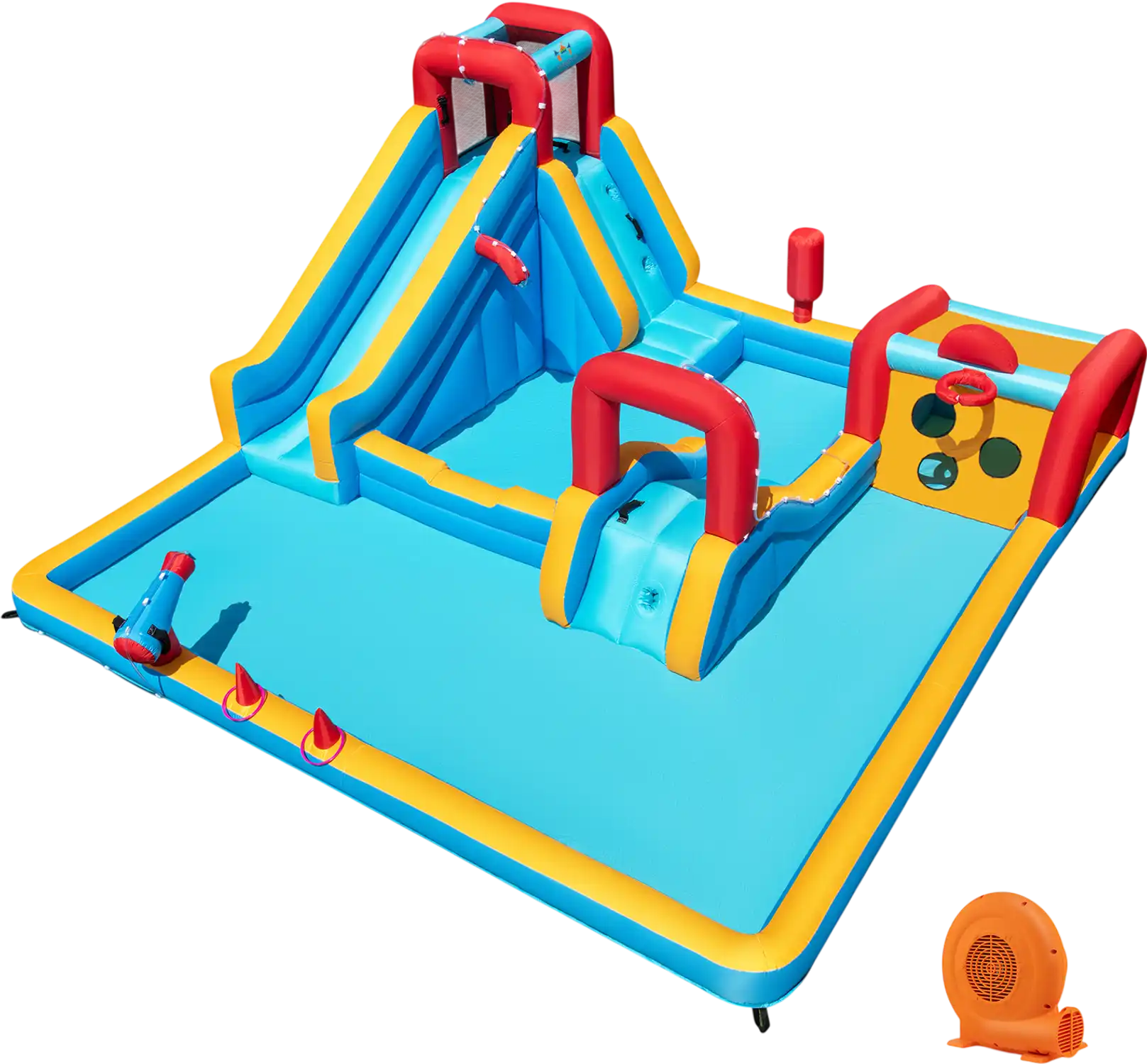 Costway 9-in-1 Inflatable Double Water Slide Park Bounce House w/ 750W Blower 723958164 New