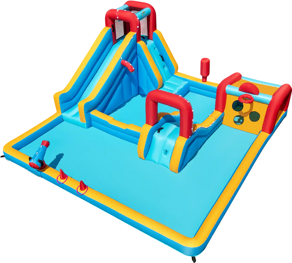 Inflatable Double Water Slide Park 9-in-1 Giant Bounce House Blower Excluded