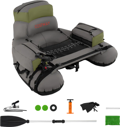 Costway Inflatable Fishing Float Tube w/ Shoulder Straps Storage Angling 37292849 New