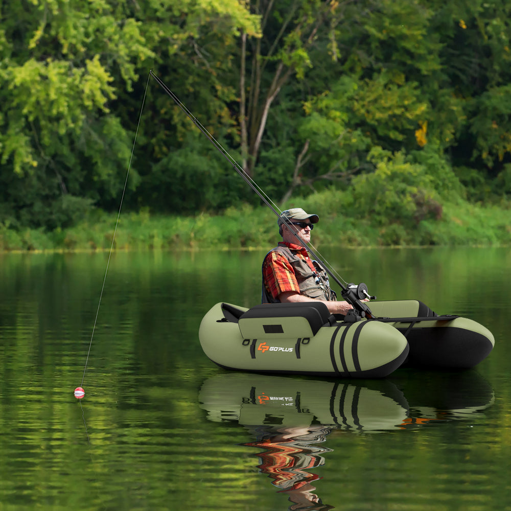 Inflatable Fishing Float Tube with Pump Storage Pockets and Fish Ruler-Green - Gallery View 1 of 10