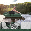 Inflatable fishing float tube with adjustable backrest, thick seat, and waterproof PVC for comfortable angling.