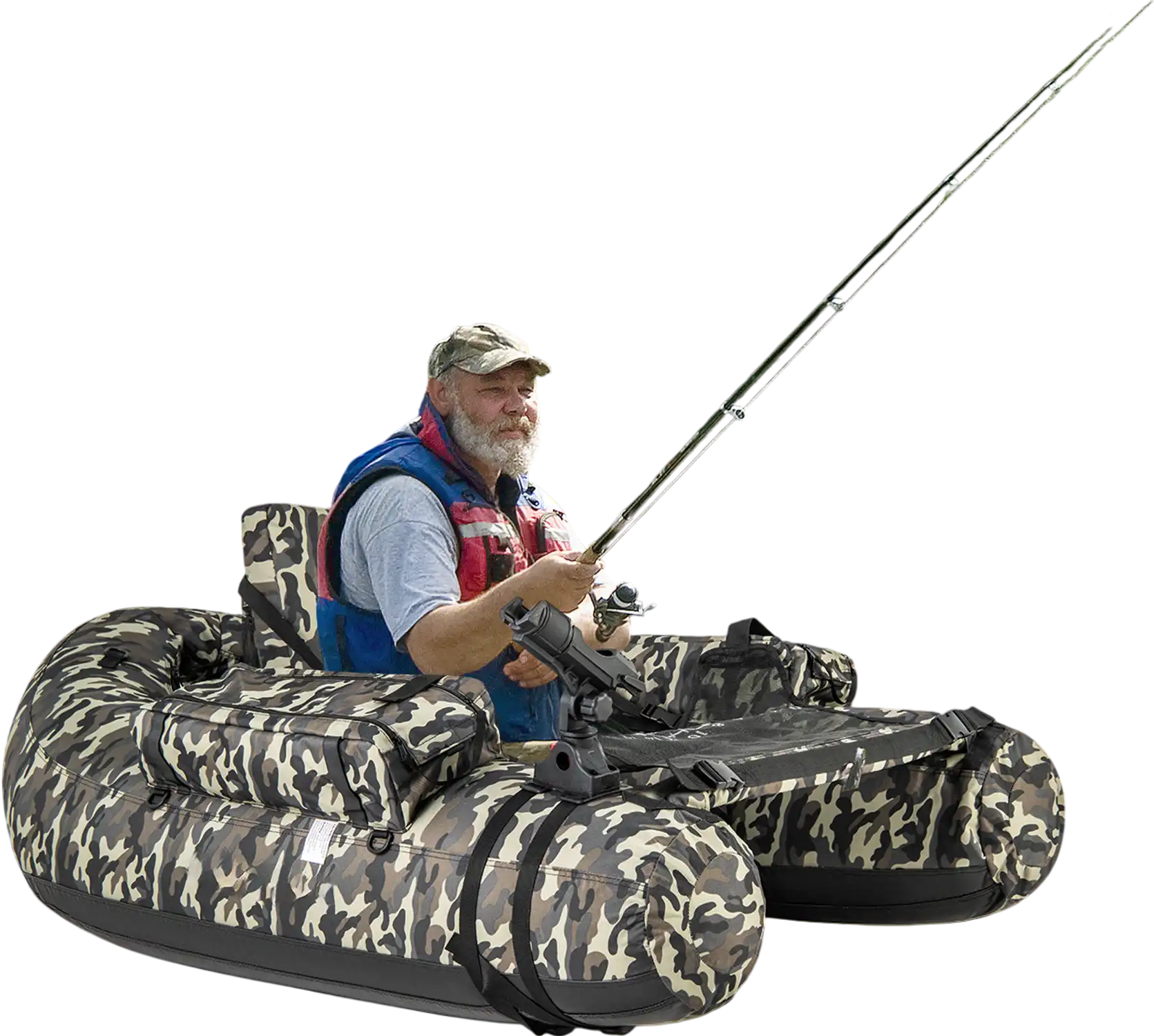 Costway Inflatable Fishing Float Tube w/ Rod Holder Storage Pockets Camouflage 61523749 New
