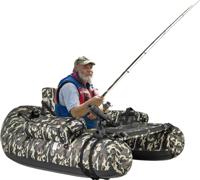Costway Inflatable Fishing Float Tube w/ Rod Holder Storage Pockets Camouflage 61523749 New