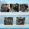 Adjustable backrest and comfortable inflatable seat of the camouflage inflatable float tube with storage pockets.