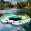 8.7 ft inflatable floating dock showcasing a colorful design, ideal for relaxing on water with friends and family.
