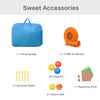 Carrying bag, 750W air blower, bouncer stakes, ball pit balls, Velcro balls, and repair pack for inflatable bounce.