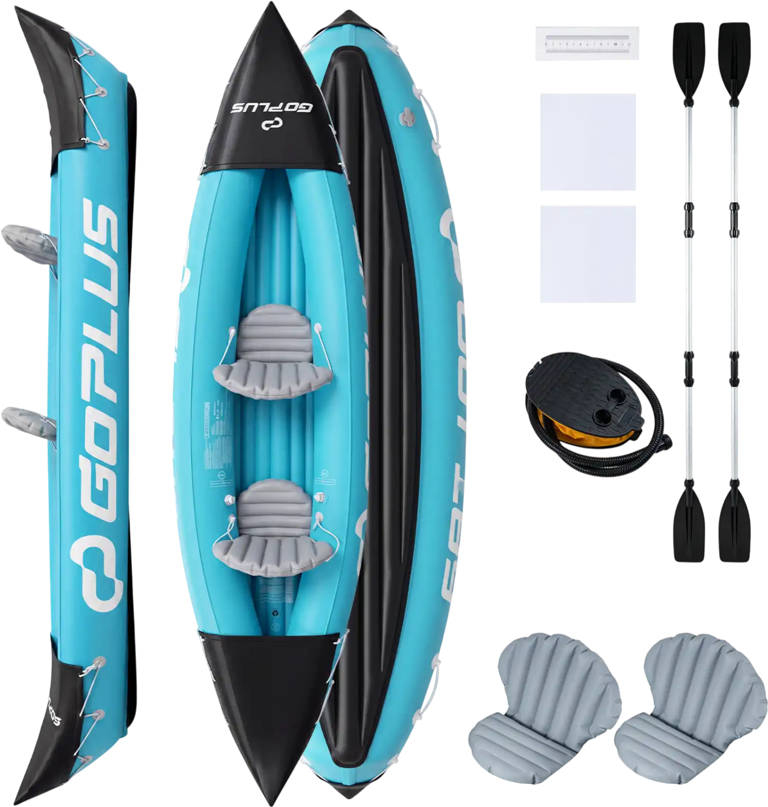 Costway Inflatable 2-Person Tandem Touring Kayak w/ Aluminum Paddles 25993452 New