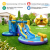Inflatable ocean-themed bounce house with slide, pools, and water gun, ideal for kids' outdoor fun and safety.