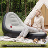 Inflatable lounge sofa with ottoman in grey, featuring a flocked surface, perfect for outdoor relaxation and camping.