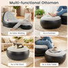Multi-functional inflatable lounge sofa with ottoman, grey flocked surface, ideal for extra seating or as a side table.