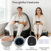 Inflatable lounge sofa with ottoman, grey flocked surface, built-in cup holder, ideal for home and outdoor use.