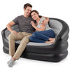 Inflatable loveseat couch in grey, featuring a flocked surface, perfect for portable seating for two adults.
