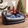 Inflatable loveseat couch in grey with flocked surface, perfect for cozy seating during festive gatherings.