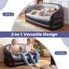 Inflatable loveseat couch in grey, showcasing versatile 2-in-1 design for sitting and lying, perfect for indoor use.