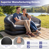 Portable inflatable loveseat couch in grey with flocked surface, ideal for outdoor relaxation by the water.