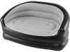 Inflatable loveseat couch in grey with a flocked surface, portable and foldable for easy storage and use.