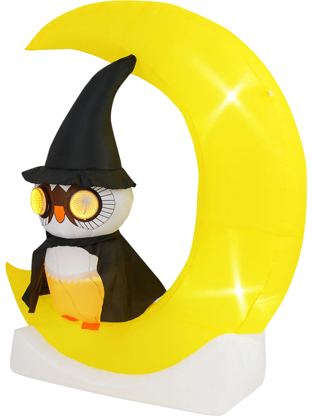 Inflatable Owl on Moon LED Lighted Halloween Decoration with Large Moon and Wizard Owl