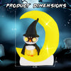 Adorable inflatable owl on a crescent moon with LED lights, perfect for Halloween decoration, measuring 5.1ft tall.
