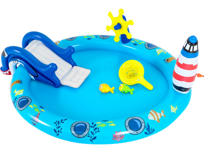Costway Inflatable Marine Life Spray Pool Shark Slide Lighthouse Sprinkle Play Center 75823013 New