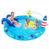 Inflatable Marine Life Spray Pool with shark slide, lighthouse sprayer, and interactive play for 2-3 kids aged 2-6.