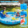 Inflatable Marine Life Spray Pool with shark slide, splash area, and interactive features for kids' summer fun.