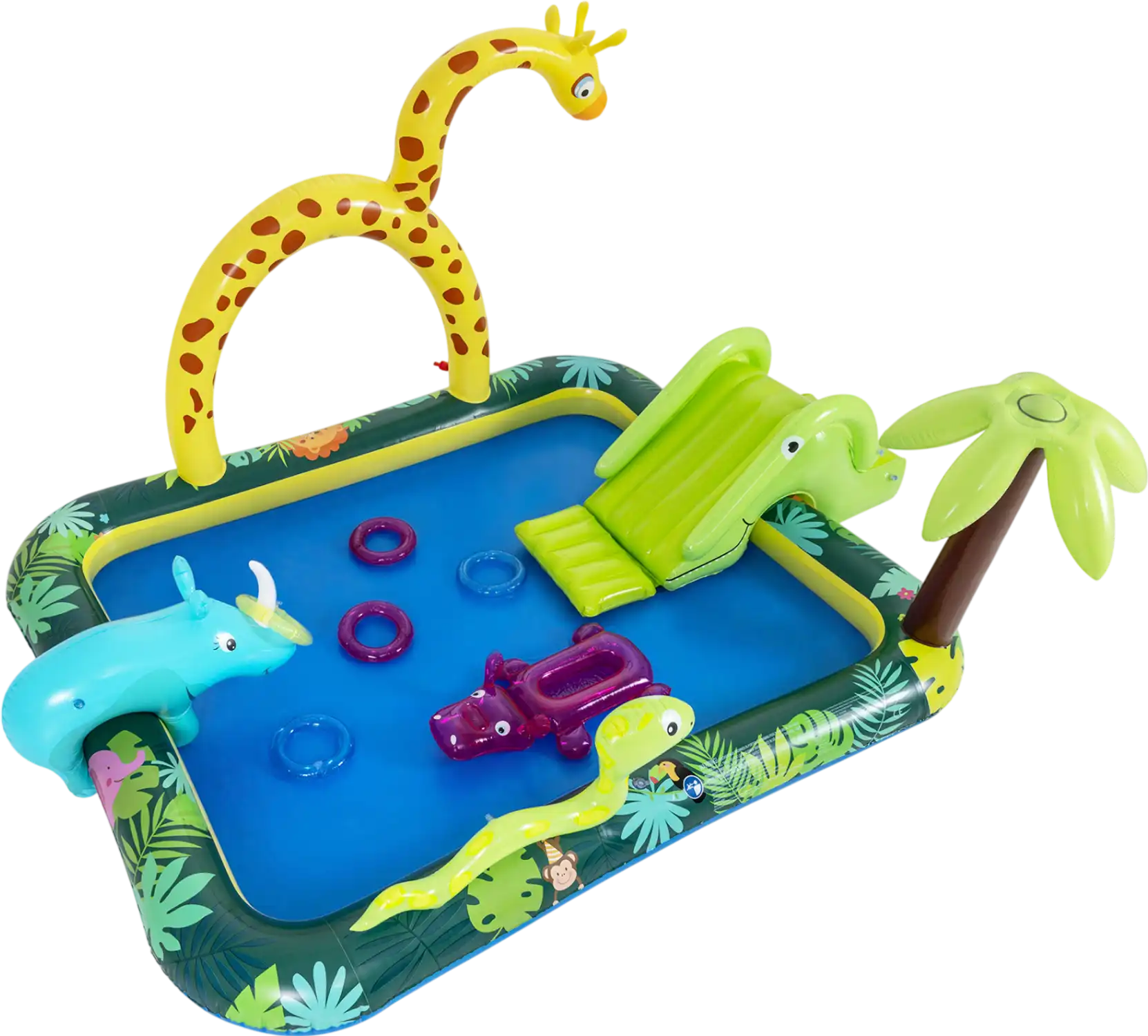Costway Jungle Animal Inflatable Play Center Spray Pool Slide Giraffe Sprinkler 37590156 New