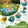 Jungle animal spray pool with slide, giraffe-shaped sprinkler, thick PVC, ideal for 2-3 kids aged 2-6 for backyard fun.
