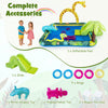 Jungle animal inflatable play center with slide, giraffe sprinkler, and accessories for kids' outdoor fun in the.