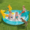 Children enjoying the Outdoor Summer Water Park with a splash pool, slide, and seahorse sprinkler for backyard fun.
