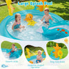 Large splash pool with smooth slide and seahorse-shaped sprinkler, perfect for outdoor fun for 2-3 children.