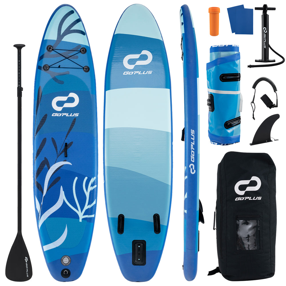 Inflatable stand up paddle board with premium accessories, featuring a non-slip pad and adjustable paddle for versatile.
