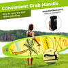 Inflatable stand-up paddle board with anti-slip EVA pad, 3 fins, and convenient backpack for easy transport.