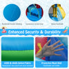 Inflatable water park slide with protective mesh walls, 420D Oxford fabric, and raised handrails for safe play.