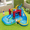 Inflatable water park with slide, splash pool, and bounce house for kids' summer fun and active play.