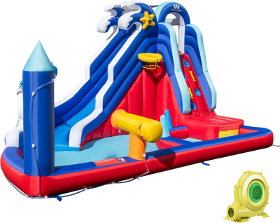 Costway 6-In-1 Inflatable Water Park w/ 735W Blower 76893452 New