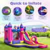 Inflatable water slide princess-themed bounce castle with climbing wall, includes 680W blower for quick inflation and.